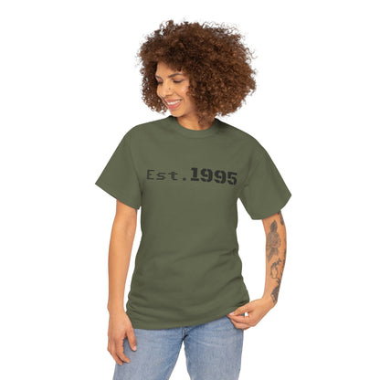 Vintage minimalist Est. 1995 T-shirt by Printify featuring a simple birthday design on a classic crewneck tee.