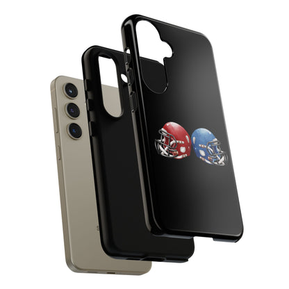 Red and blue football helmet tough phone case for iPhone, protective Printify cover with detailed helmet design.