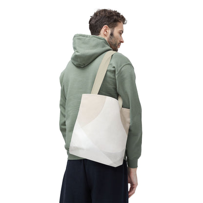 Neutral Abstract Geometric Tote Bag | Minimal Beige Shapes