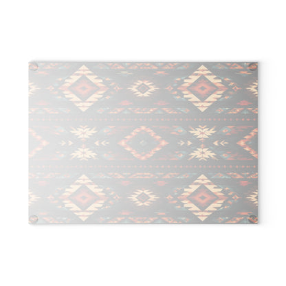 Southwest Aztec Glass Cutting Board – Rustic Tribal Pattern Kitchen Board
