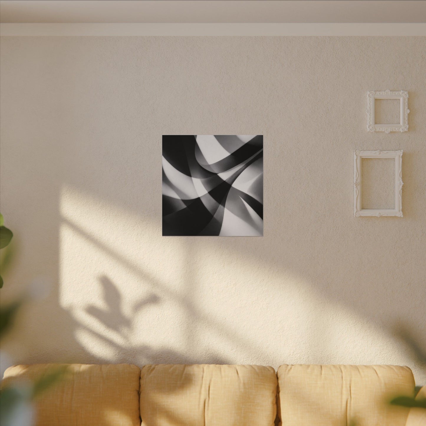 Abstract Black and White Swirl Matte Canvas