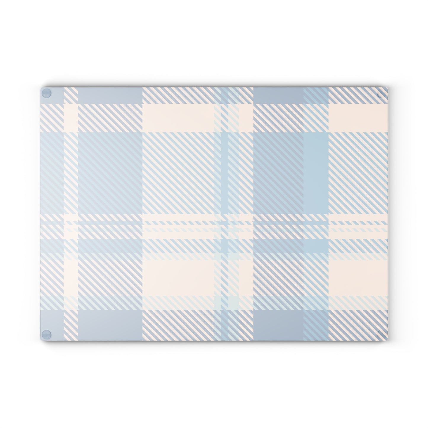 Blue Plaid Glass Cutting Board — Pastel Kitchen Chopping Board