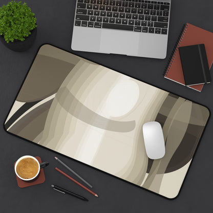Abstract Neutral Waves Desk Mat | Modern Beige Brown Mousepad Surface