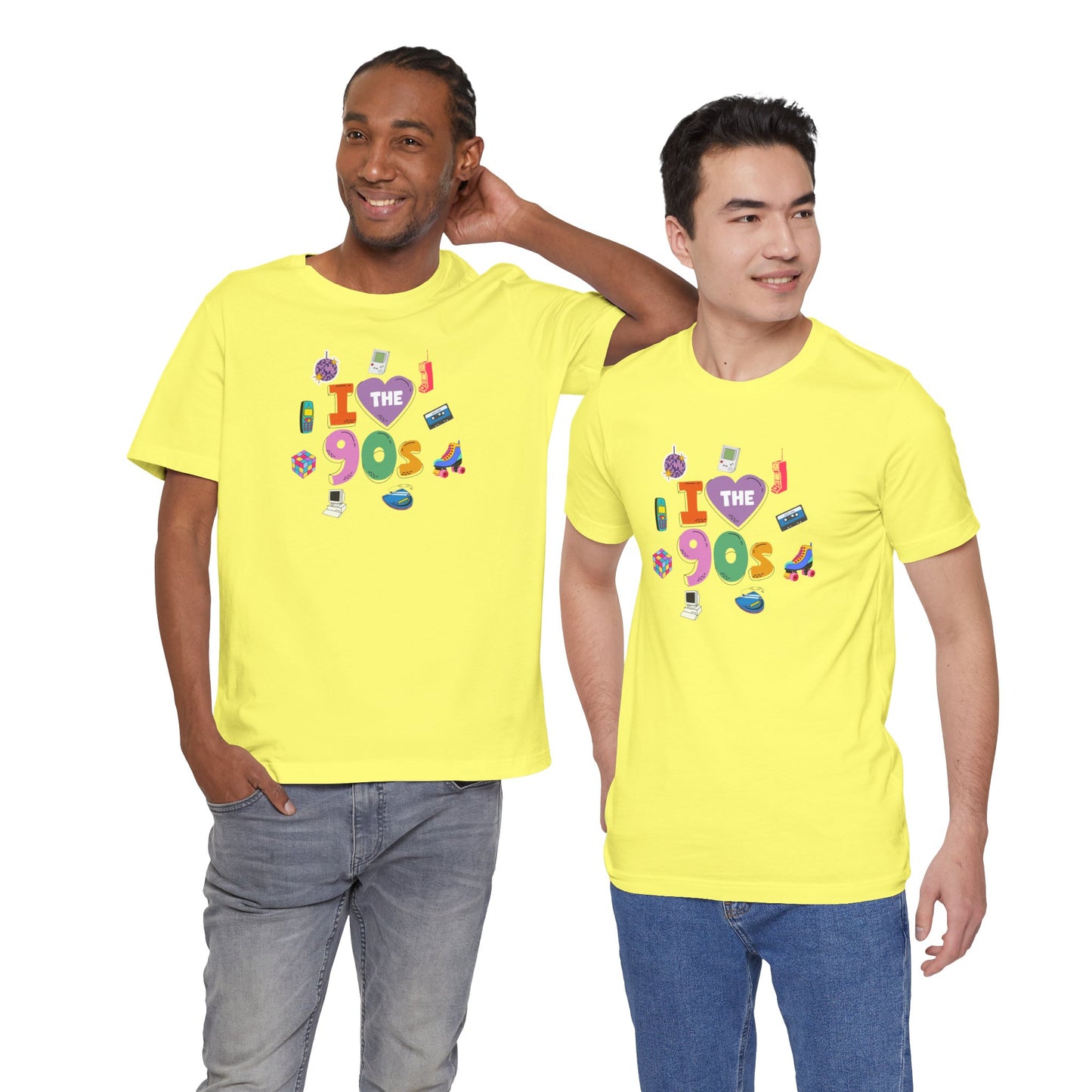 I  Love the 90's Short Sleeve Tee - Retro Graphic Tee, Vintage Style Shirt, Perfect for Casual Outings, 90s Nostalgia Apparel