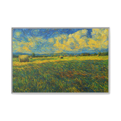 Multi-color landscape matte canvas print in a frame by Printify, showcasing vibrant scenic artwork on high-quality canvas.