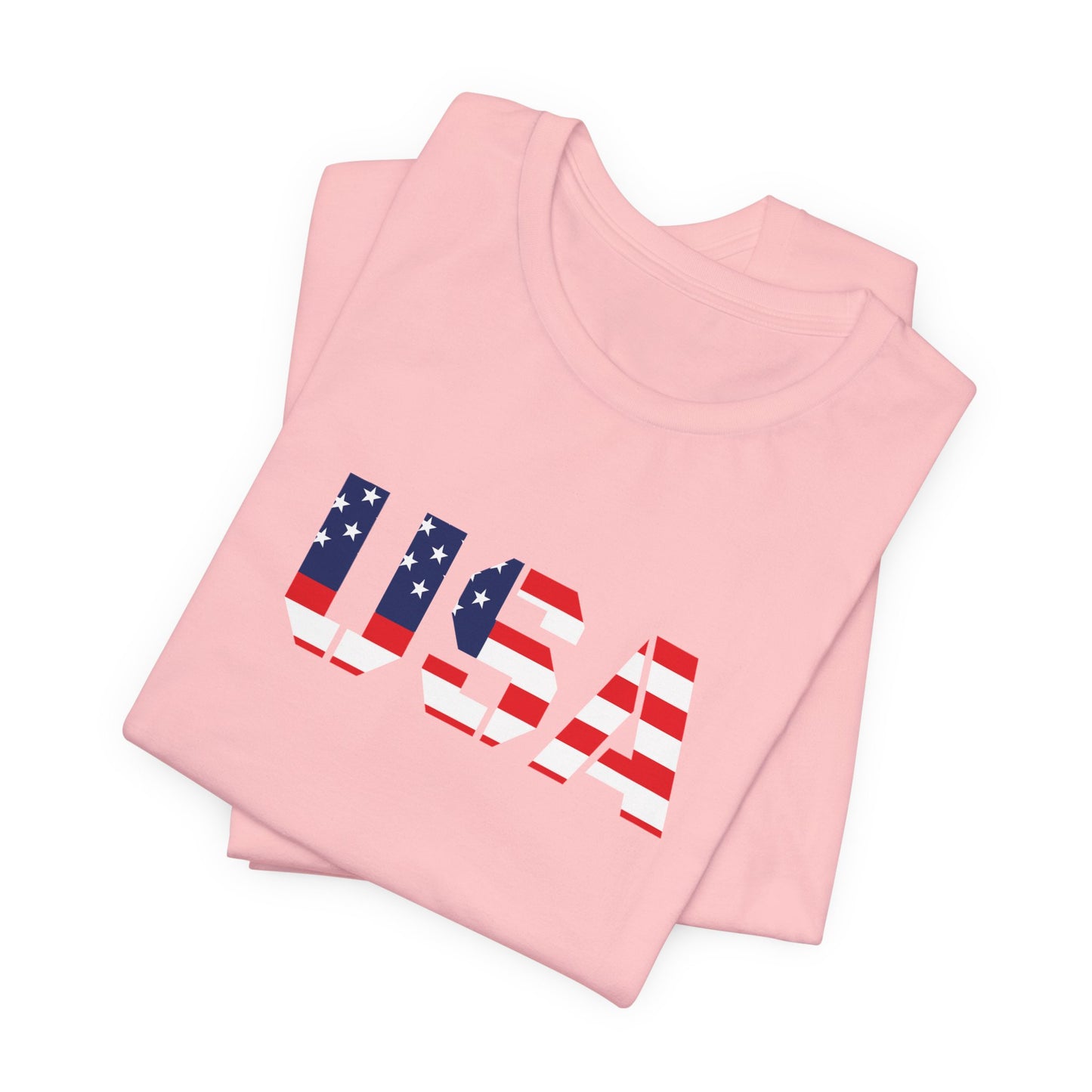 USA Flag Text Tee — Patriotic Fourth of July T-Shirt