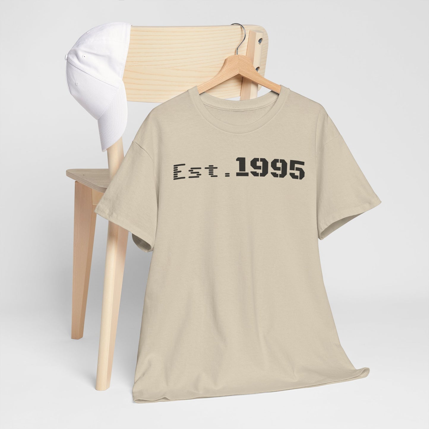 Unisex Heavy Cotton Tee - Est. 1995, Vintage Birthday Gift, Customizable Tee, Retro Unisex Shirt, Casual Everyday Wear