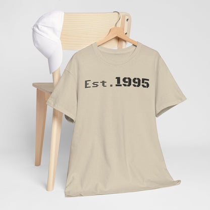 Unisex Heavy Cotton Tee - Est. 1995, Vintage Birthday Gift, Customizable Tee, Retro Unisex Shirt, Casual Everyday Wear