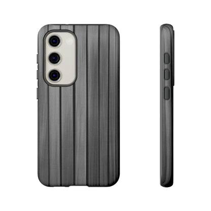 Ribbed metal texture phone case for iPhone by Printify, showcasing a tough protective cover with a sleek, durable design.