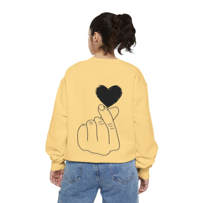 Unisex Garment-Dyed Sweatshirt with Heart Design - Cozy & Stylish