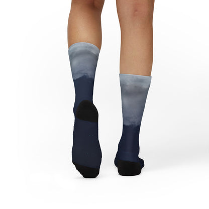 Night Sky Cloud Pattern Socks | Sublimation Crew Socks