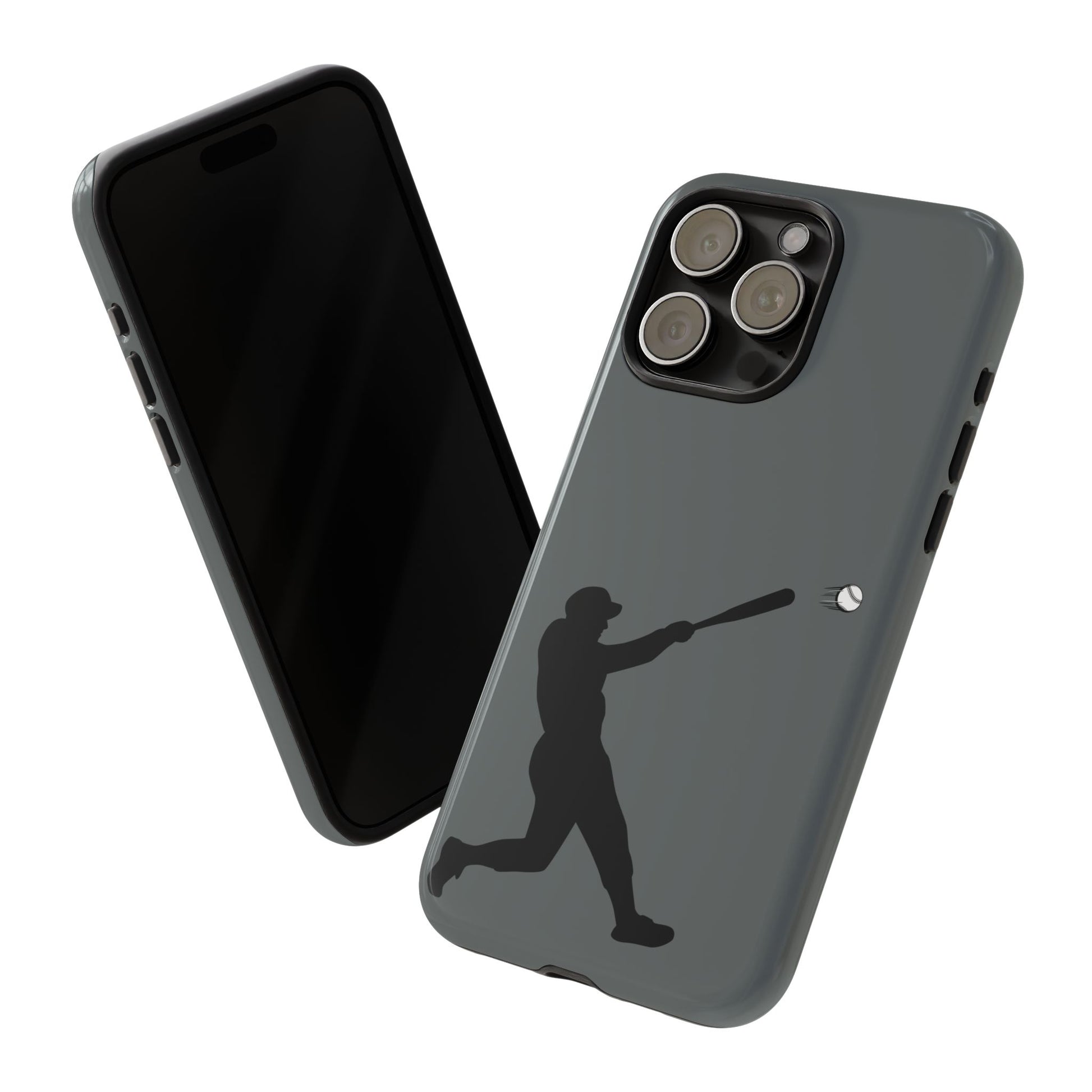 Printify baseball batter phone case, tough protective smartphone cover featuring a baseball player design for fans.