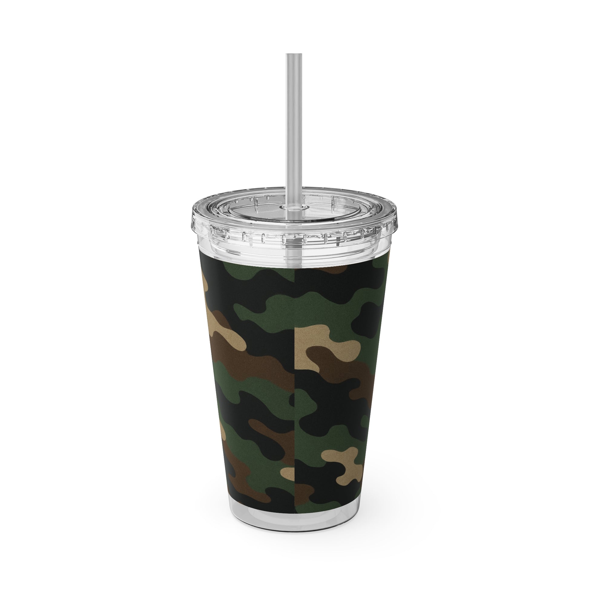 Stylish Camo Tumbler, 16oz Cup with Straw, Perfect for Outdoor Adventures, Gifts for Him, Travel Mug, Eco-friendly Drinkware, Camping - TRV