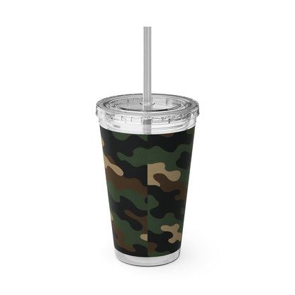 Stylish Camo Tumbler, 16oz Cup with Straw, Perfect for Outdoor Adventures, Gifts for Him, Travel Mug, Eco-friendly Drinkware, Camping - TRV