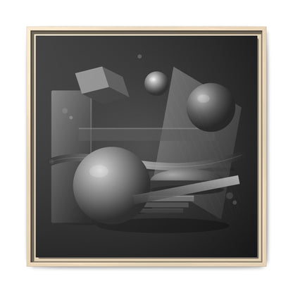 Monochrome Geometric Spheres Canvas Framed Wall Art | Matte Print