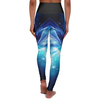 Blue Galaxy Swirl High Waisted Yoga Leggings | Cosmic Nebula Print