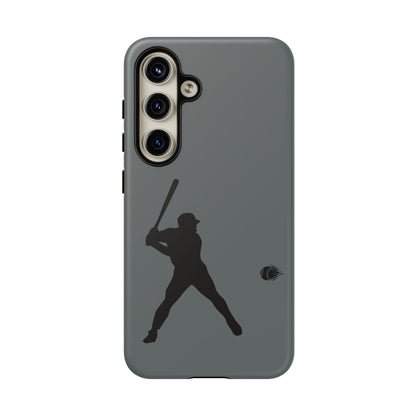 Black iPhone case with a white baseball silhouette design, protective and sporty style for sporty phone protection.