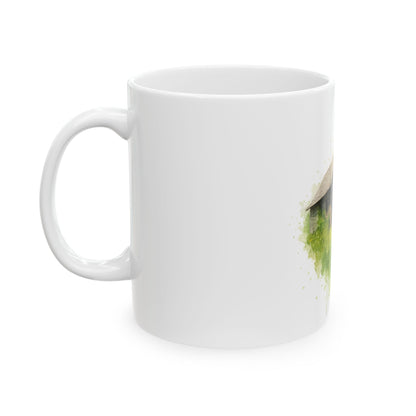 Rustic Cabin Ceramic Mug - Cozy Coffee Cup for Nature Lovers, Gift for Home, Farmhouse Decor, Tea Time, Camping Enthusiasts - TRV