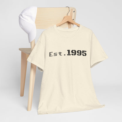 Vintage minimalist Est. 1995 T-shirt by Printify featuring a clean birthday design on soft fabric.