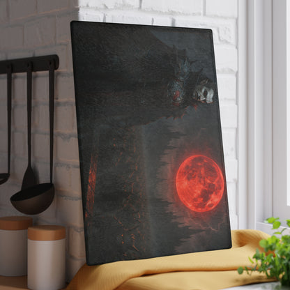 Vampire Blood Moon Glass Cutting Board — Gothic Kitchen Décor