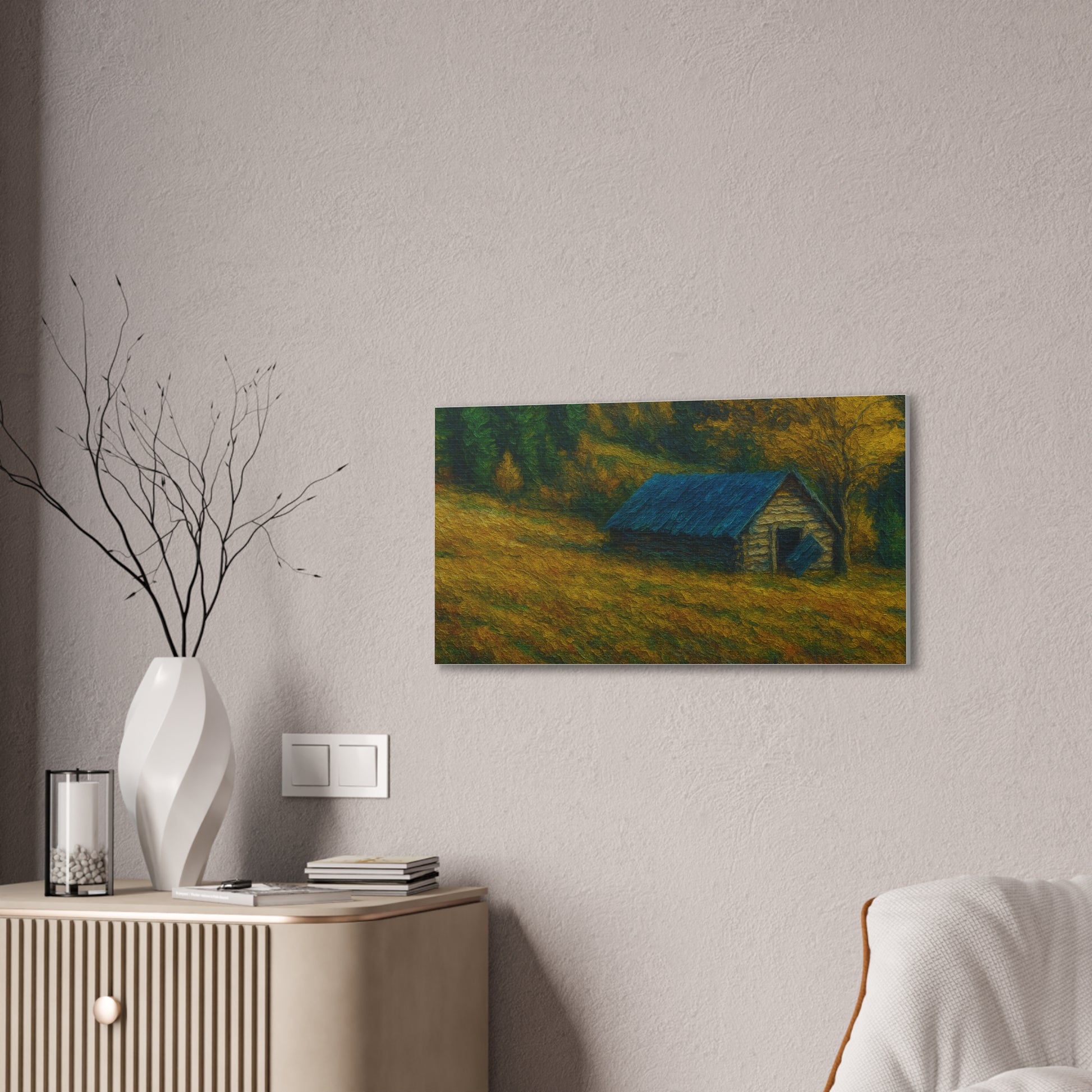 Rustic Canvas Wall Art, Nature Landscape Painting, Autumn Decor, Farmhouse Wall Art, Cozy Home Decoration - TRV