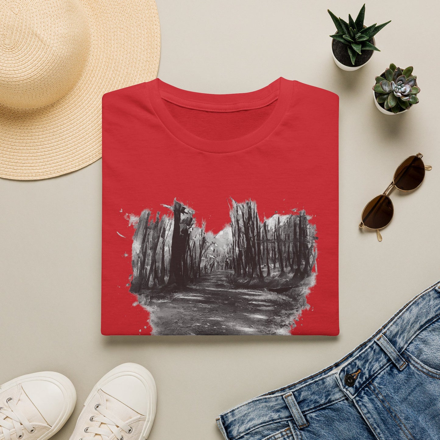 Minimalist Nature-Inspired Unisex Softstyle T-Shirt, Casual Wear, Everyday Style, Gift for Nature Lovers, Eco-Friendly Fashion