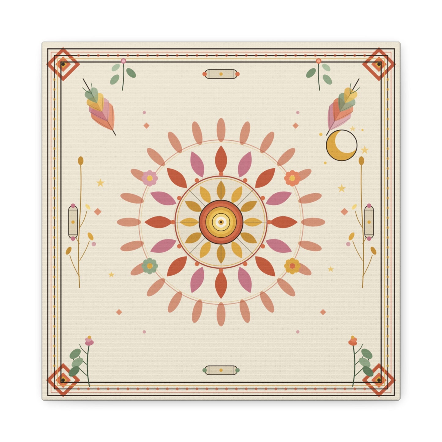 Boho Sun Mandala Matte Canvas