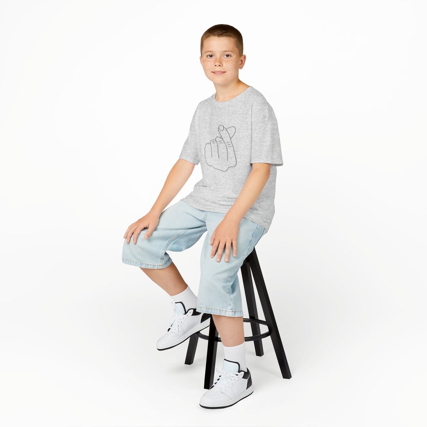 Cute Kids Heavy Cotton Tee - K-Pop Inspired Love Gesture