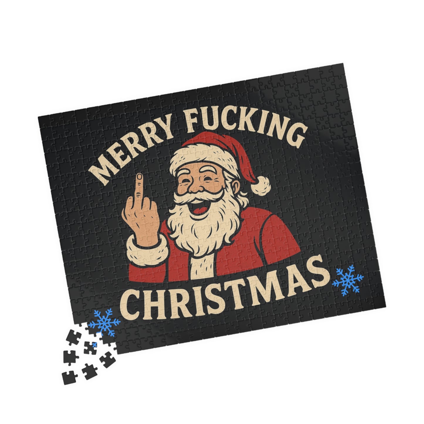Merry Fucking Christmas Puzzle | Santa Middle Finger Holiday Jigsaw