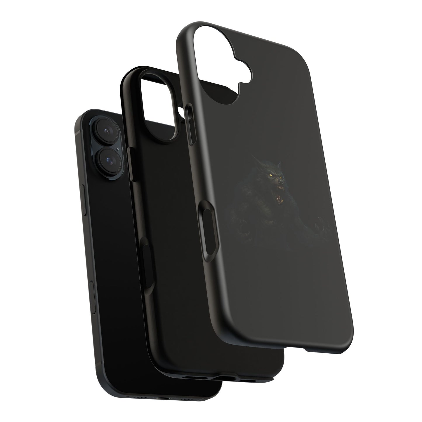 Werewolf phone case with dark monster graphic, tough protective design for smartphones, by Printify.