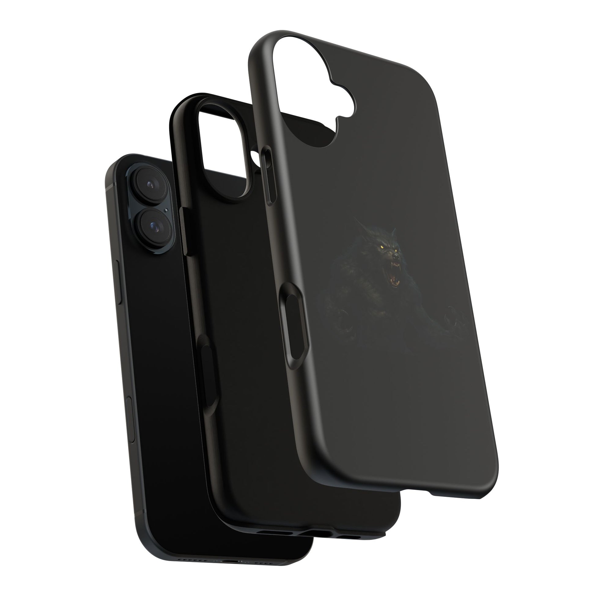 Werewolf phone case with dark monster graphic, tough protective design for smartphones, by Printify.