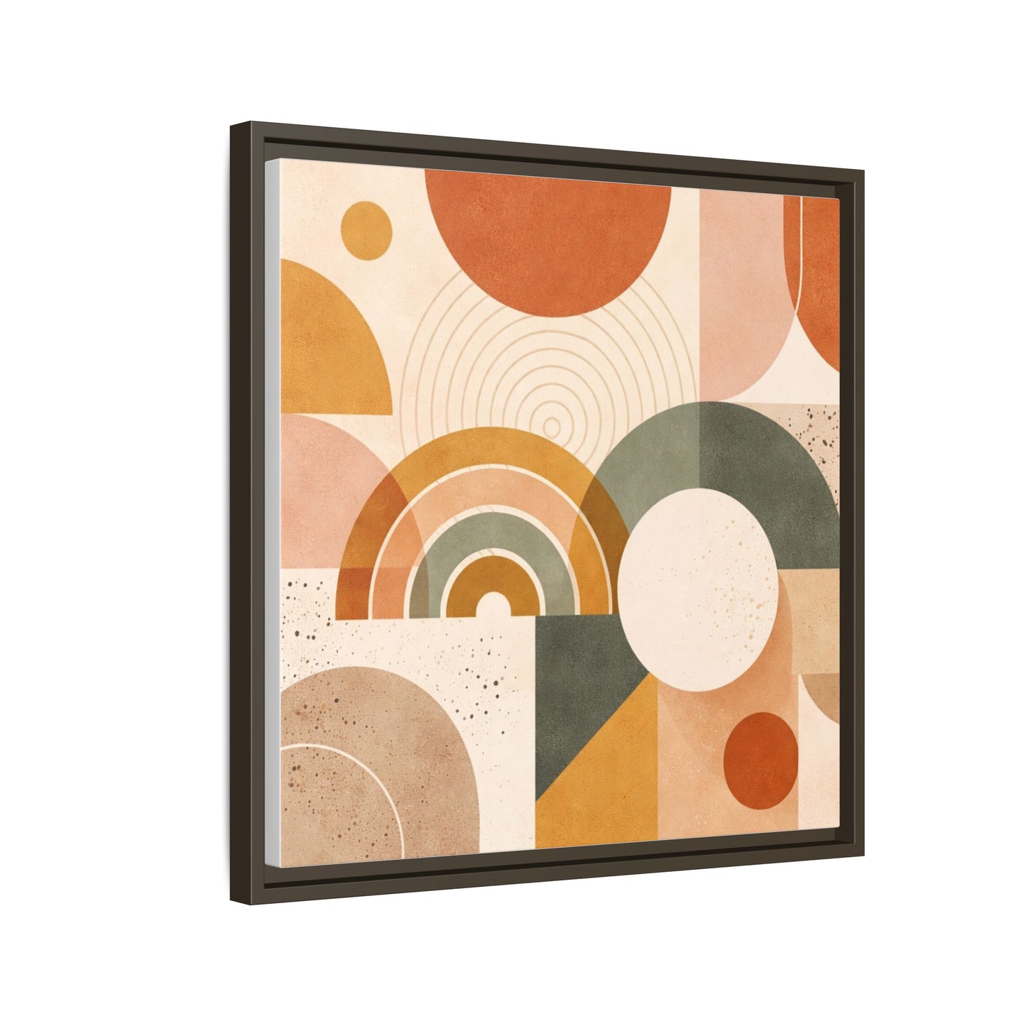 Abstract Terracotta Geometric Rainbow Matte Canvas Framed