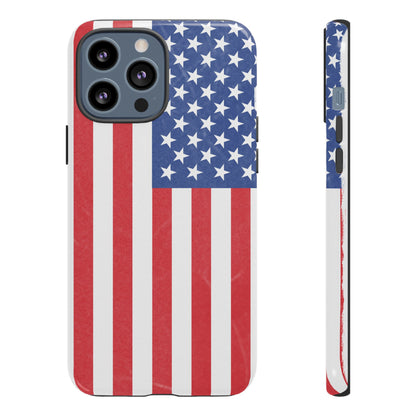 American flag tough phone case for iPhone by Printify, durable patriotic cover with bold flag design.