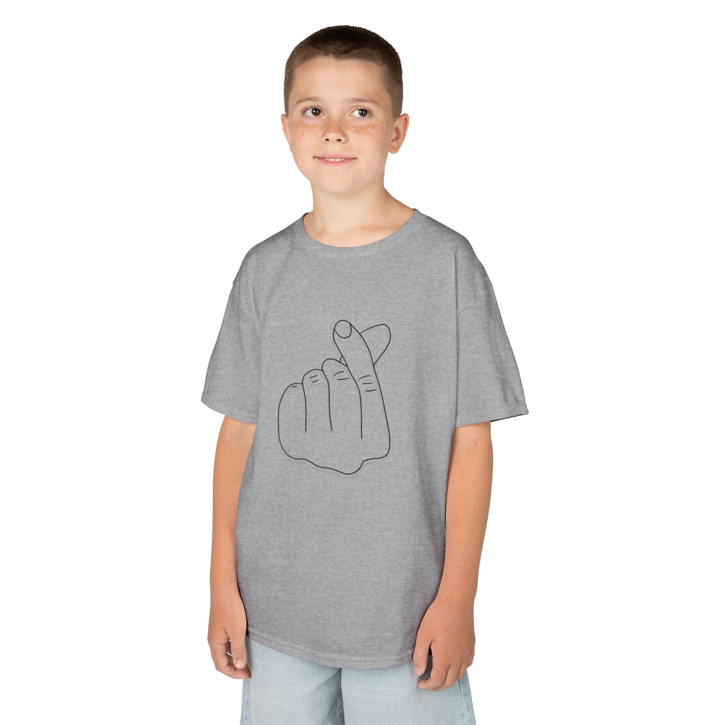 Cute Kids Heavy Cotton Tee - K-Pop Inspired Love Gesture