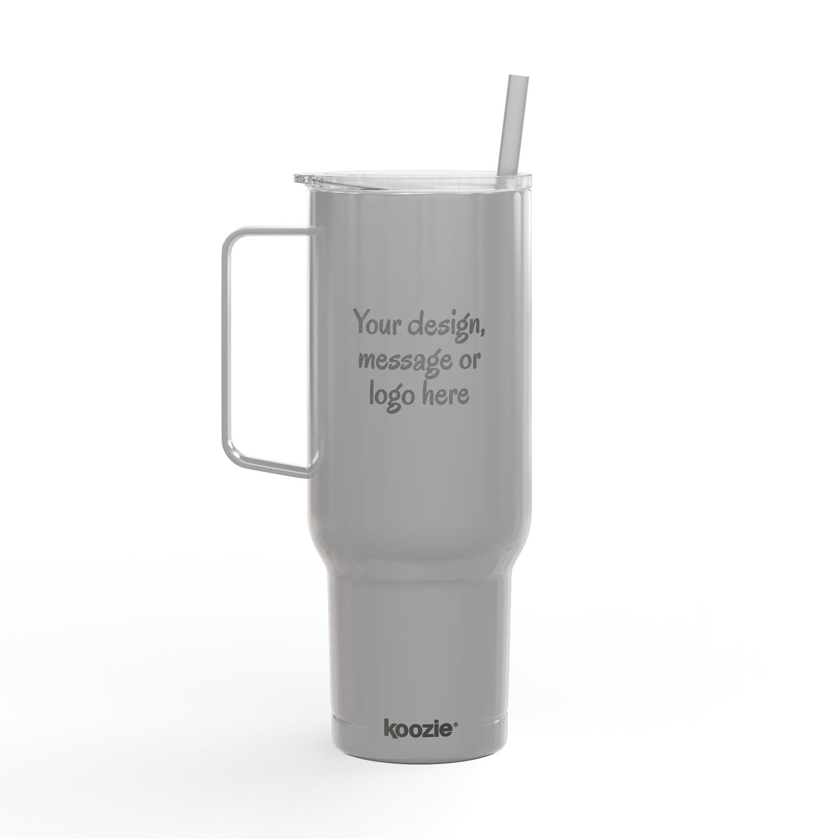 Custom engraved 40oz insulated tumbler with handle, lid and straw - view 4