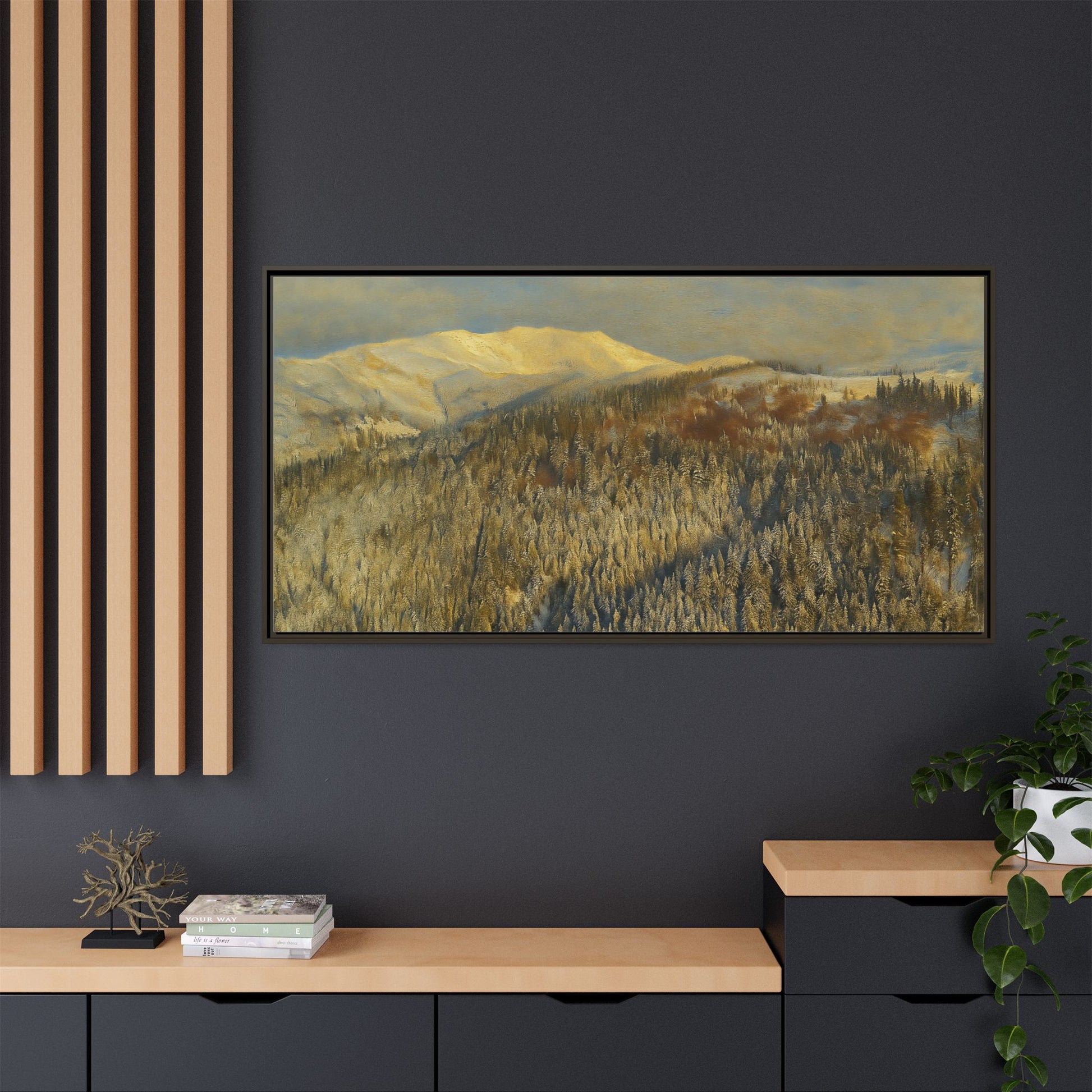Framed Mountain Canvas Art, Perfect for Home Decor, Nature Wall Art, Gift for Nature Lovers, Cozy Atmosphere - TRV