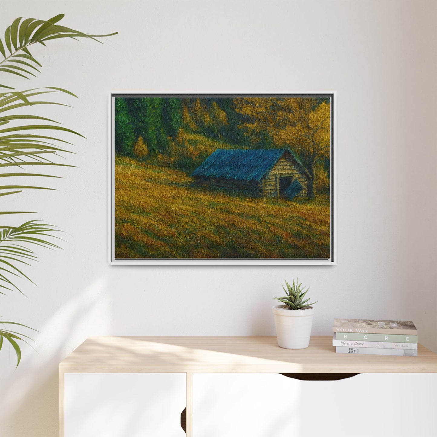Framed Matte Canvas Print, Rustic Artwork, Farmhouse Decor, Nature Wall Art, Gift for Home, Autumn Decor, Landscape Painting