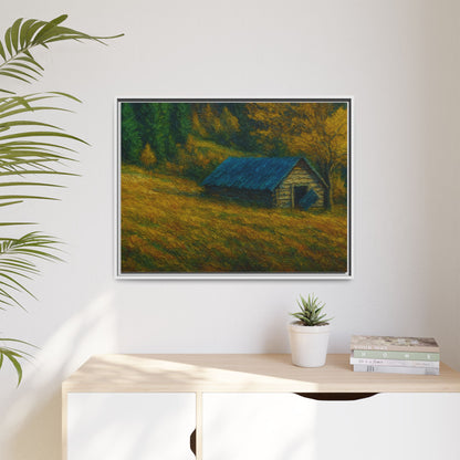 Framed Matte Canvas Print, Rustic Artwork, Farmhouse Decor, Nature Wall Art, Gift for Home, Autumn Decor, Landscape Painting
