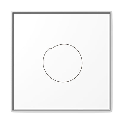 Framed matte canvas wall art featuring a minimal circular line design, showcasing modern abstract artwork by Printify.