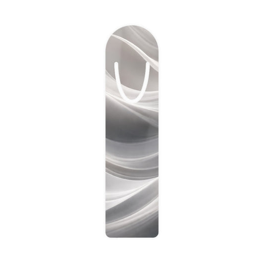 Abstract silver swirl metal bookmark with a monogram U accent, decorative accessory for books and reading enthusiasts.