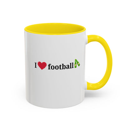 I Love Football Accent Coffee Mug, Perfect Gift for Sports Lovers, Football Enthusiasts, Unique Mug for Game Days, Home or Office Decor - TRV