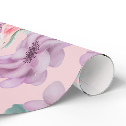 Floral Pink Wrapping Paper Roll — Pastel Peony Gift Wrap for Mother's Day & Birthdays