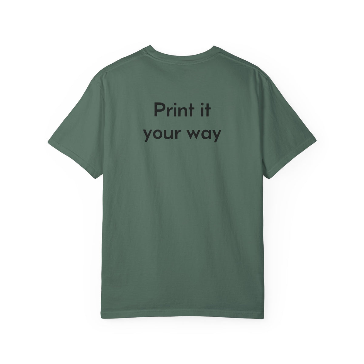 Custom garment-dyed T-shirt by Printify featuring a plain, soft fabric in vibrant color, perfect for personalized design.