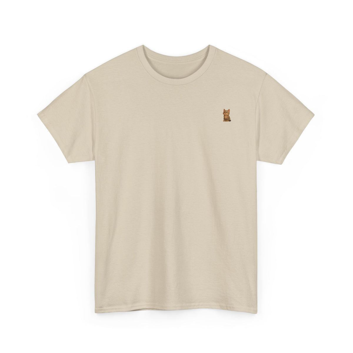 Brown kitten graphic T-shirt for cat lovers, featuring a cute feline print on a comfortable Printify T-shirt.