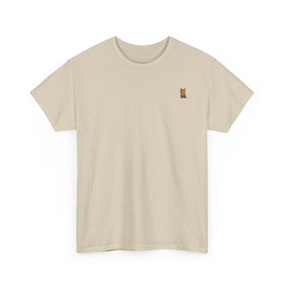 Brown kitten graphic T-shirt for cat lovers, featuring a cute feline print on a comfortable Printify T-shirt.