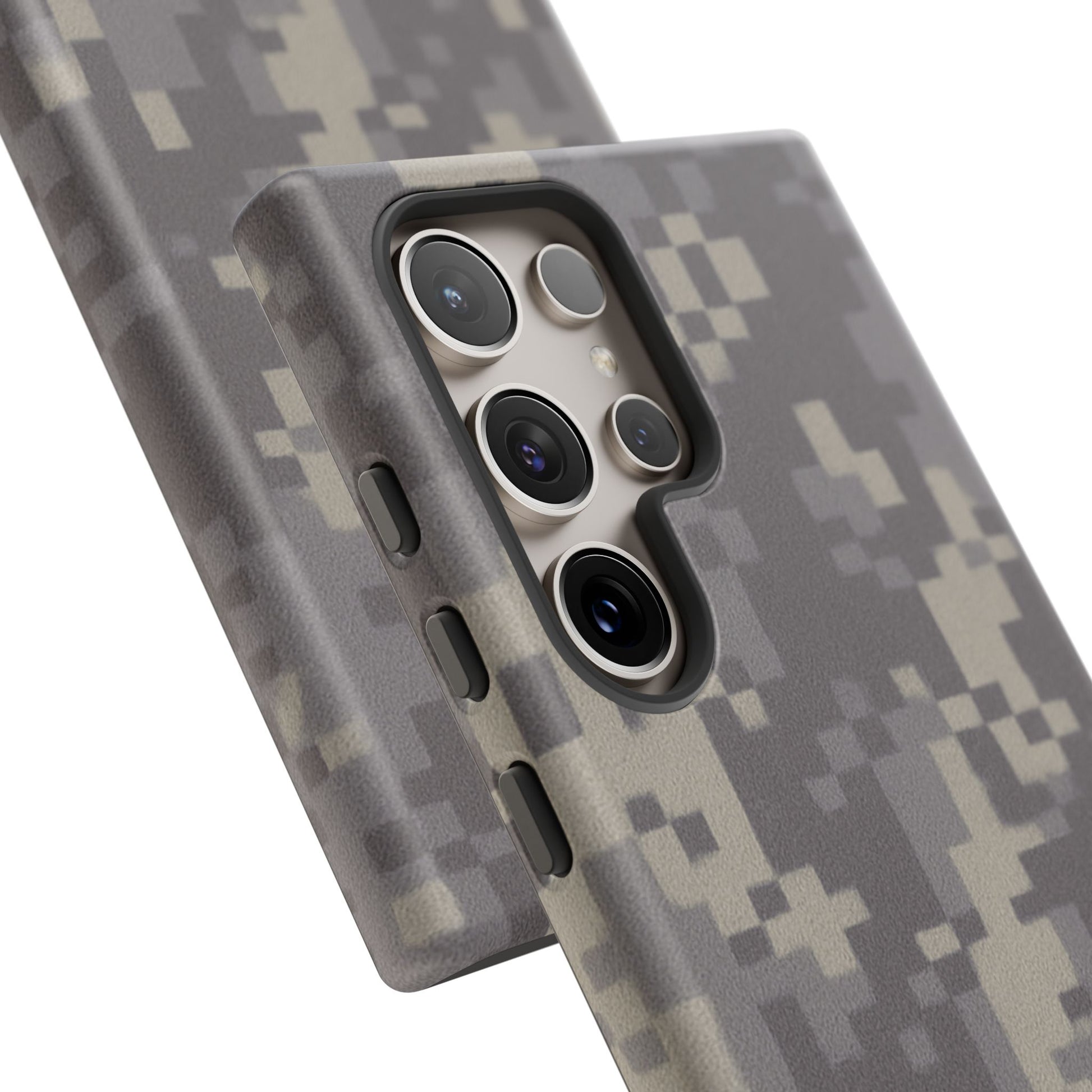 Rugged digital camouflage Printify phone case providing durable protection for a smartphone.