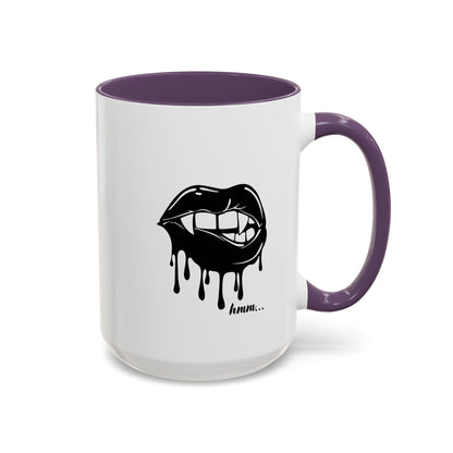 Black accent Dripping Bite coffee mug by Printify in 11oz or 15oz size, featuring a unique dripping bite design.