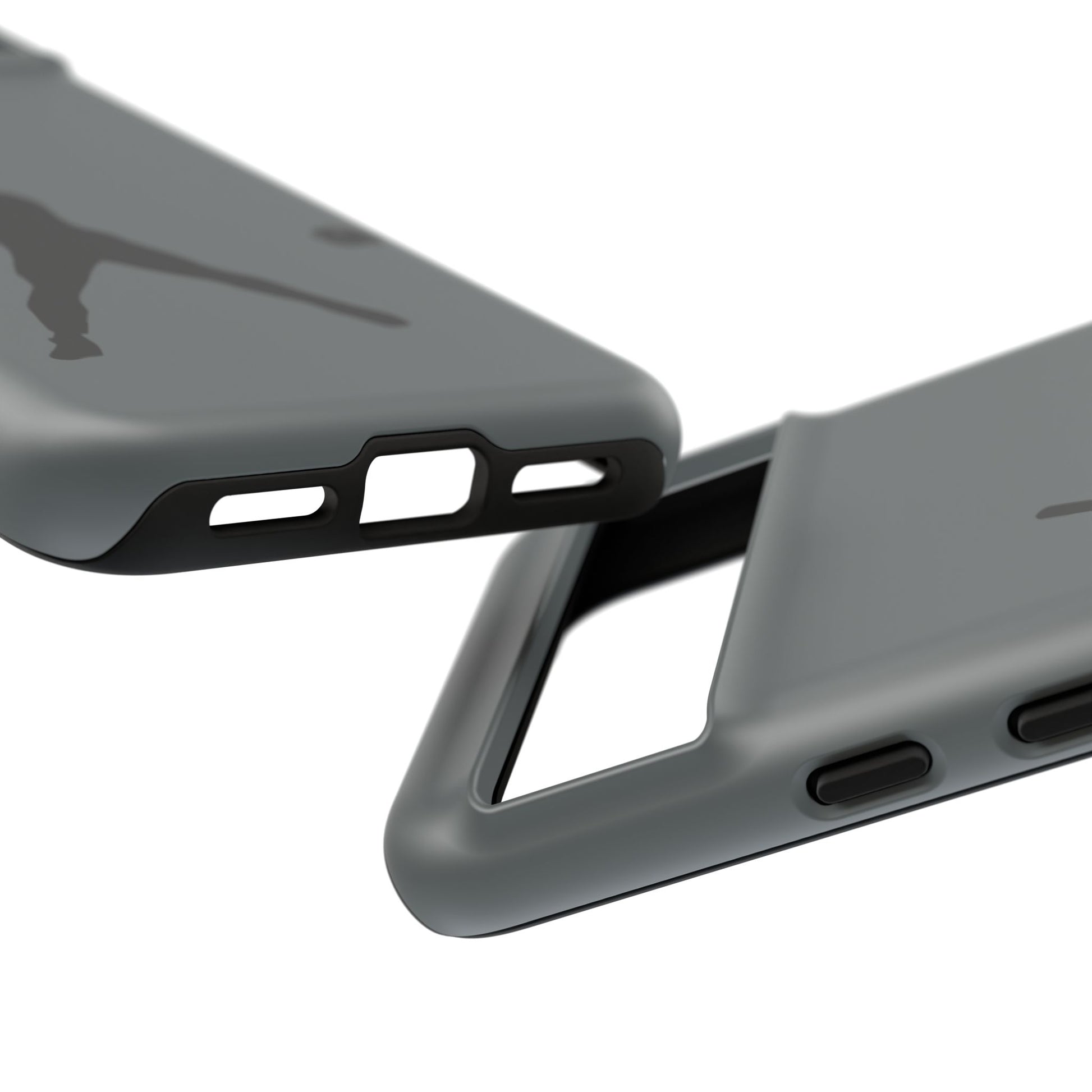 Black iPhone case with a white baseball silhouette design, protective sporty phone cover for iPhone models by Printify.