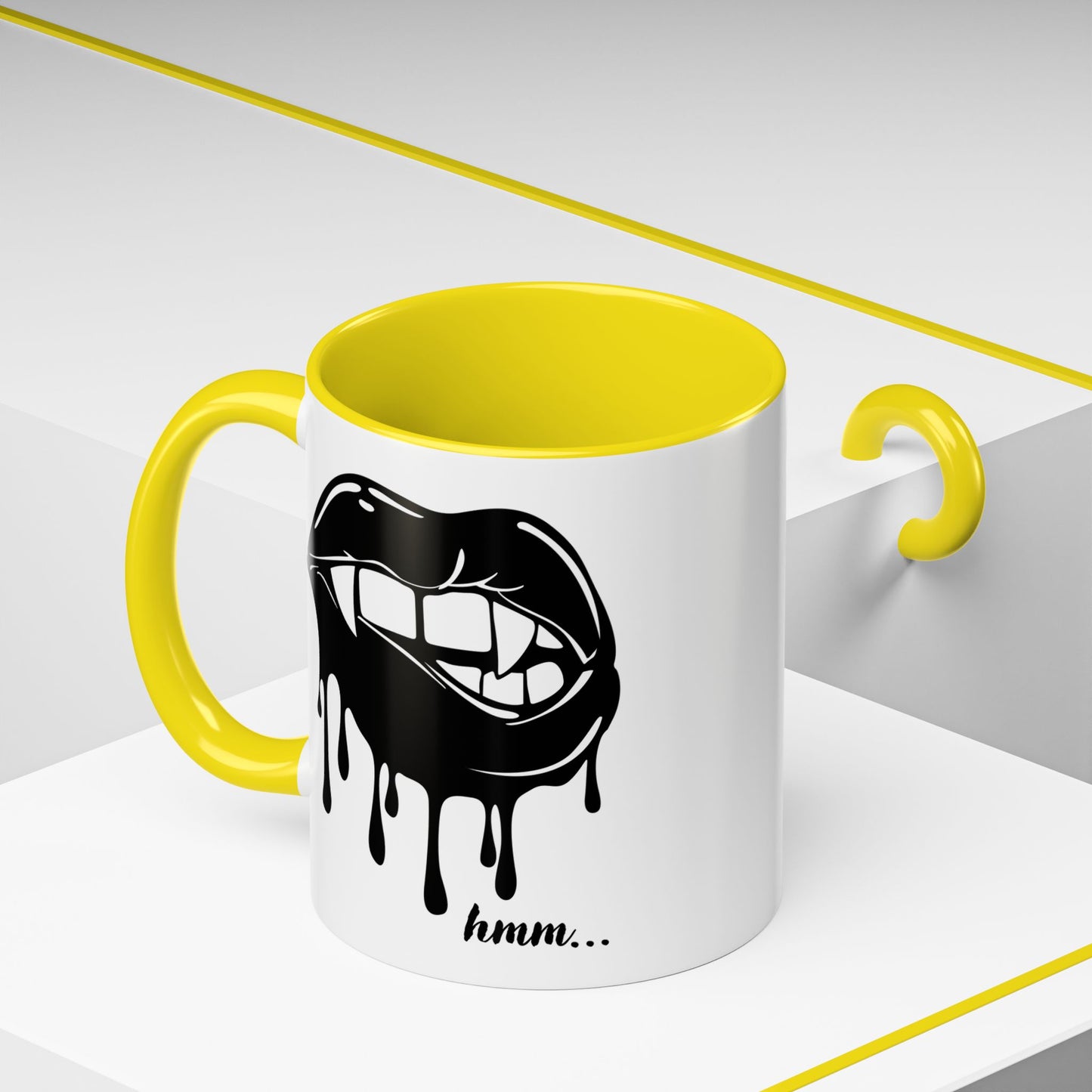 Dripping Lip Coffee Mug – "hmm..." Accent Ceramic Mug (11/15oz)