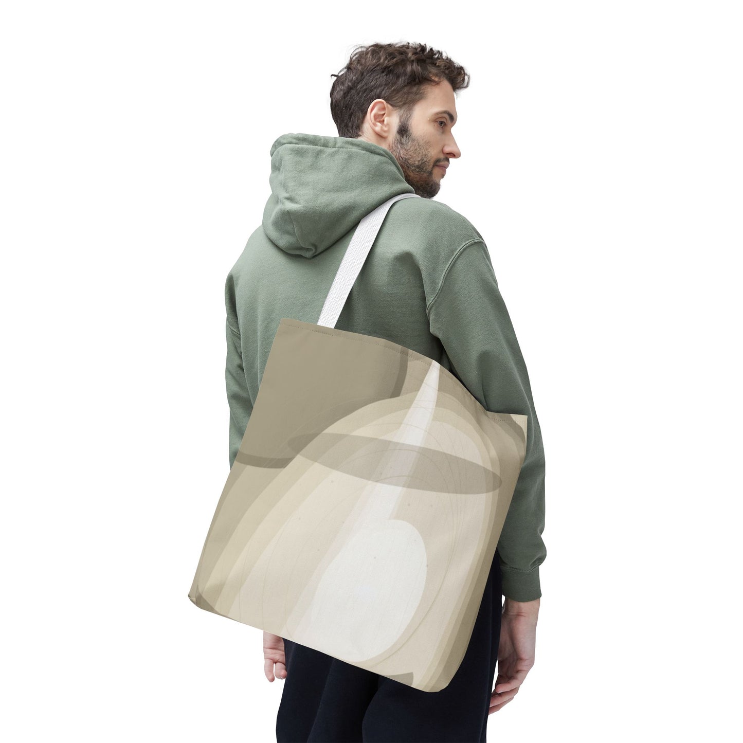 Neutral Abstract Light Beam Tote Bag | Minimalist Geometric Pattern